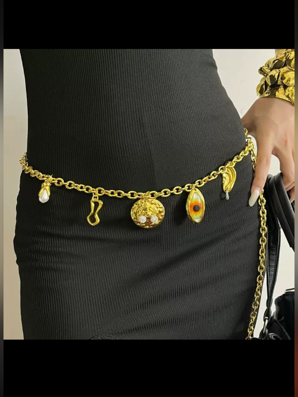 Schiaparelli inspired Gold Charm Chain Waist Belt - Women Accessories